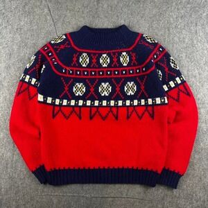Vintage sweater pullover jumper knit size large adult academia JC Penny 90s 3D‎